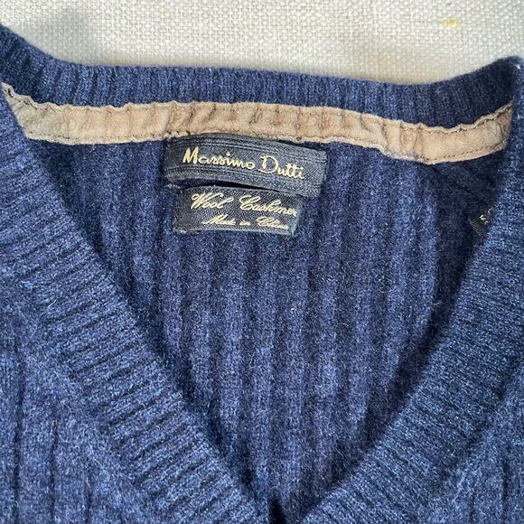 Massimo Dutti womens Large cashmere wool sweater Navy Blue - Picture 7 of 7